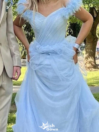 Gorgeous Off-shoulder A-line Long Prom Dress Ideas, Evening Party Dresses,WGP1447