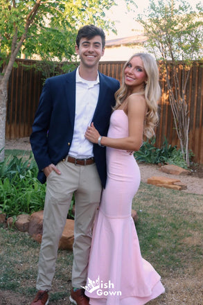 Gorgeous Spaghetti Straps Light Pink Satin Mermaid Long Prom Dresses ,WGP1052