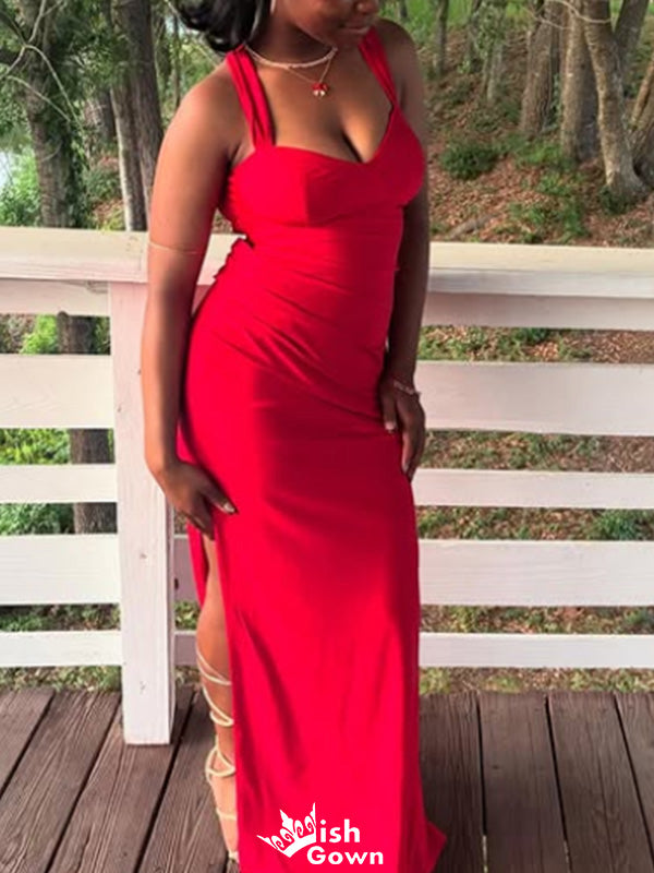 Casual V-neck Halter Mermaid Long Prom Dress Ideas, Evening Party Dresses,WGP1480