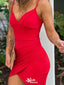 Sexy V-neck Spaghetti Strap Red Sheath Short Mini Homecoming Dress,EPT361