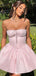 Gorgeous Strapless Square Pink A-line Short Mini Homecoming Dress,EPT365