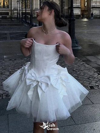 Elegant Bateau Strapless A-line Short Mini Homecoming Dress,EPT370