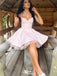 Elegant Spaghetti Strap V-neck A-line Short Mini Homecoming Dress,EPT371