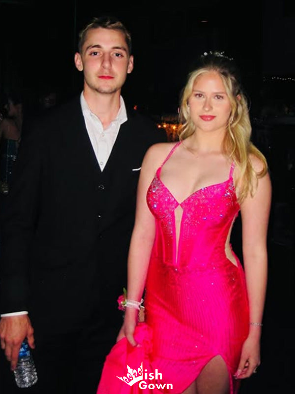 Sexy Spaghetti Strap V-neck Mermaid Long Prom Dress Ideas, Evening Party Dresses,WGP1509