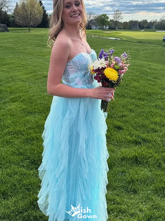 Elegant Strapless A-line Long Prom Dress Ideas, Evening Party Dresses,WGP1522