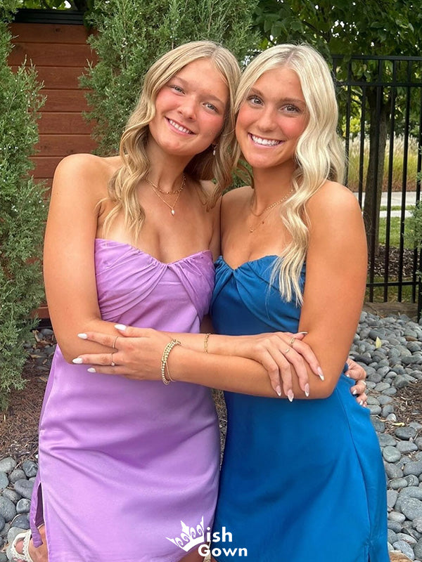 Casual Strapless Sheath Short Mini Homecoming Dress,EPT378
