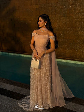 Elegant Pink Off-Shoulder Sleeveless A-Line Long Prom Dress Ideas, Evening Party Dresses , WGP1900