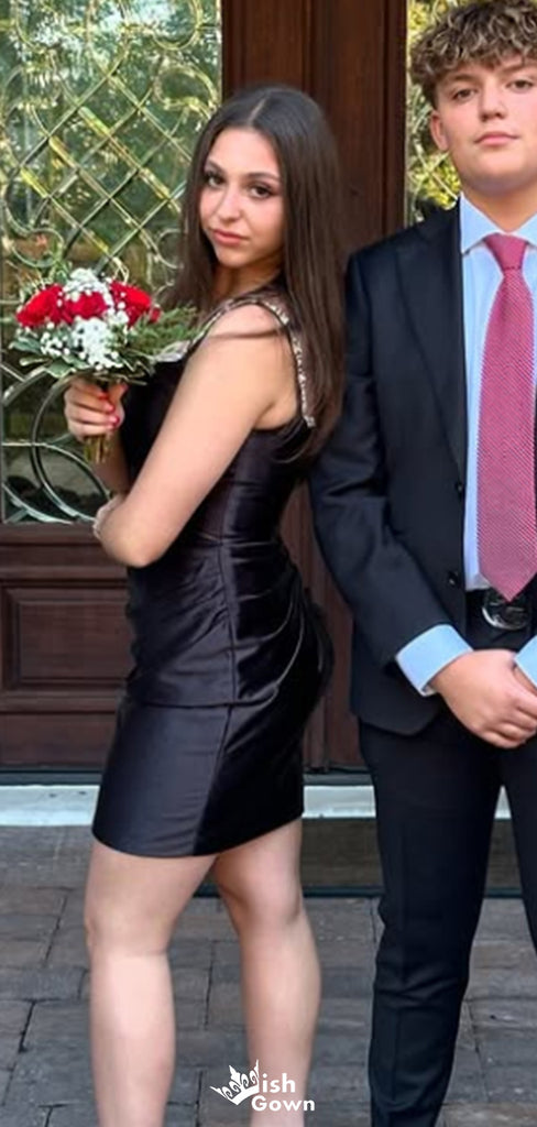 Formal Spaghetti Strap Sweetheart Sheath Short Mini Homecoming Dress,EPT384