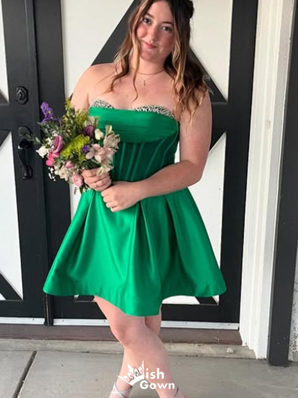 Elegant Strapless Sweetheart A-line Short Mini Homecoming Dress,EPT400