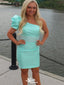 Elegant One-shoulder Sheath Short Mini Homecoming Dress,EPT401