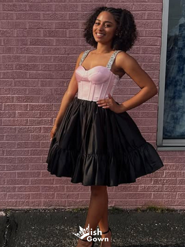 Gorgeous Spaghetti Strap A-line Short Mini Homecoming Dress,EPT407