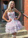 Elegant Spaghetti Strap Sweetheart A-line Short Mini Homecoming Dress,EPT412