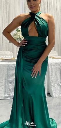 Sexy Halter Notched Mermaid Long Prom Dress Ideas, Evening Party Dresses,WGP1548