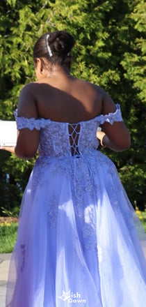 Gorgeous Off-shoulder A-line Long Prom Dress Ideas, Evening Party Dresses,WGP1550