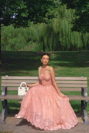 Elegant Pink Spaghetti-Strap A-Line Long Prom Dress Ideas, Evening Party Dresses,WGP1629