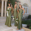 Elegant Green Mismatched Sleeveless Mermaid Long Bridesmaid Dresses Online,WGM453