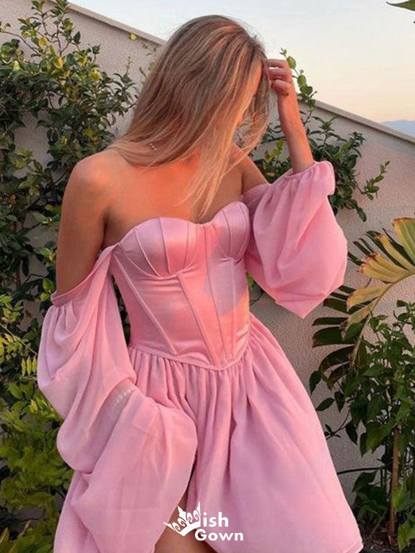 Elegant Off-shoulder Sweetheart A-line Short Mini Homecoming Dress,EPT432