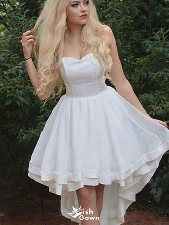 Elegant Strapless Sweetheart High-low Short Mini Homecoming Dress,EPT444