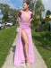 Sexy Pink V-Neck Mermaid Side Slit Long Sleeveless Long Party Prom Dresses,Evening Dress Online, WGP715