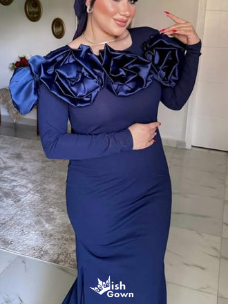 Gorgeous Long Sleeves Mermaid Long Prom Dress Ideas, Evening Party Dresses,WGP1599