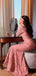 Elegant Pink Long Sleeve Mermaid Lace Long Prom Dress Ideas, Evening Party Dresses,WGP1690