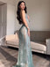 Popular Teal Spaghetti Strap Mermaid  Long Prom Dress Ideas, Evening Party Dresses,WGP1638