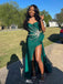 Elegant Green Sweetheart Mermaid Side Slit Long Prom Dress Ideas, Evening Party Dresses,WGP1819