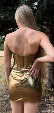 Elegant Strapless Sheath Short Mini Homecoming Dress,EPT480