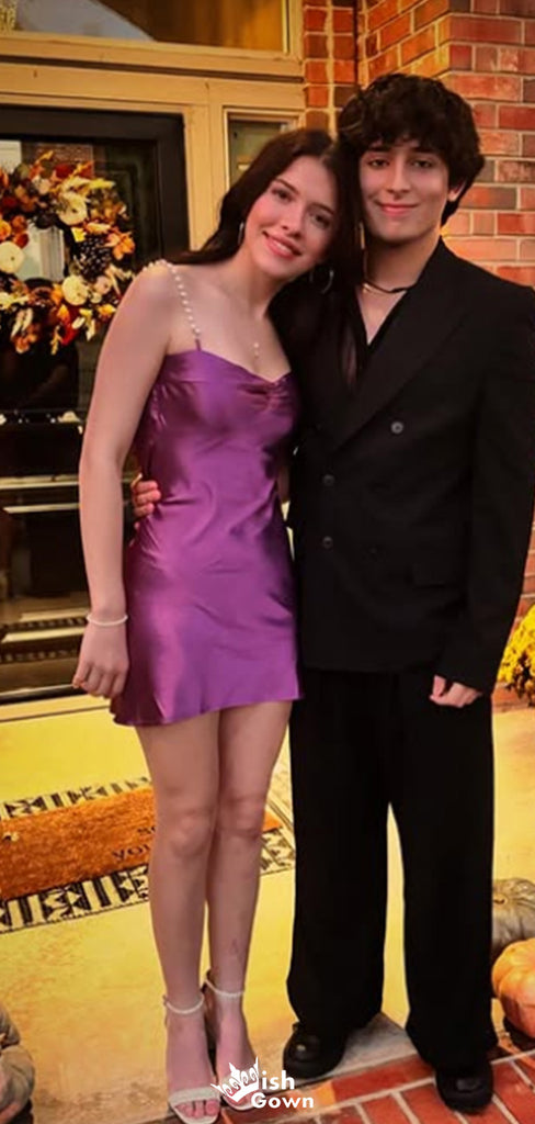 Elegant Spaghetti Strap Sheath Short Mini Homecoming Dress,EPT488