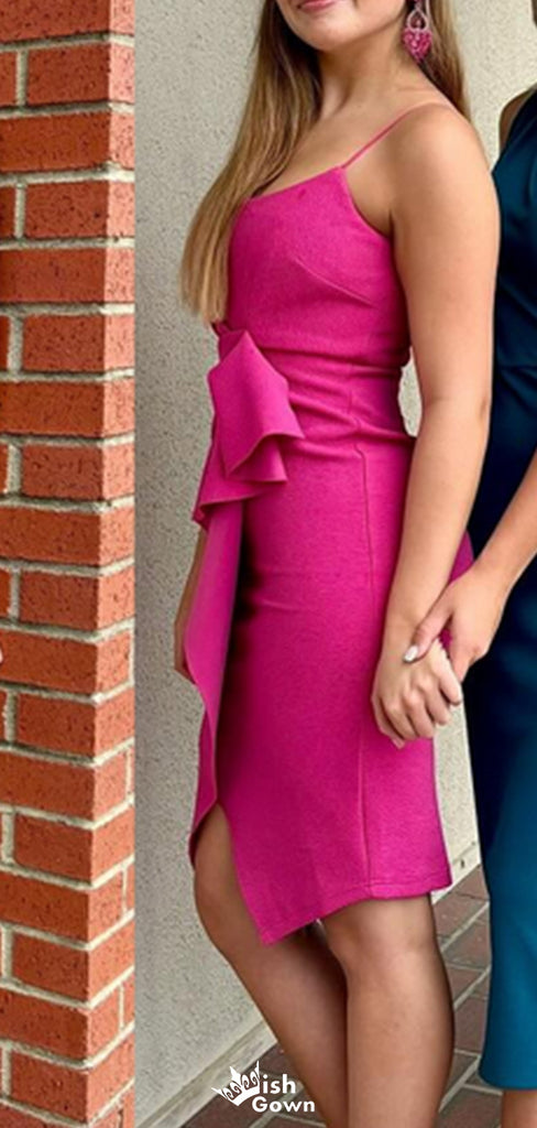 Elegant Spaghetti Strap Sheath Short Mini Homecoming Dress,EPT490