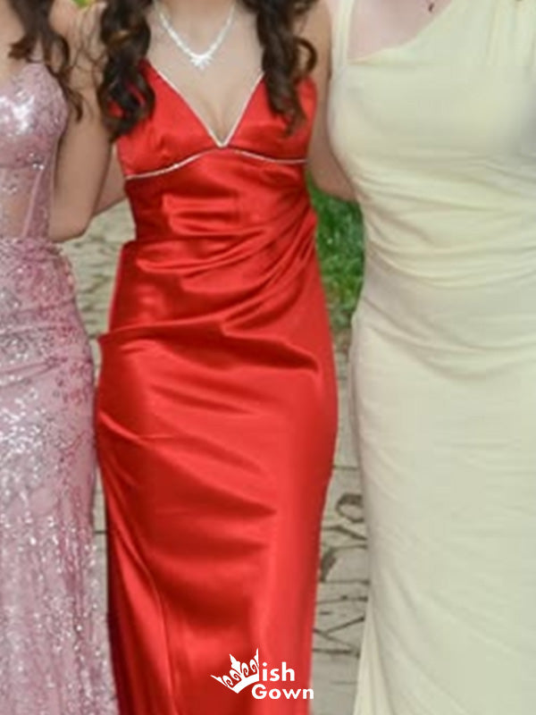 Elegant Spaghetti Strap V-neck Mermaid Long Prom Dress Ideas, Evening Party Dresses,WGP1627