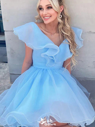 Elegant V-neck A-line Short Mini Homecoming Dress,EPT493