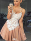 Elegant Spaghetti Strap Lace A-line Short Mini Homecoming Dress,EPT504