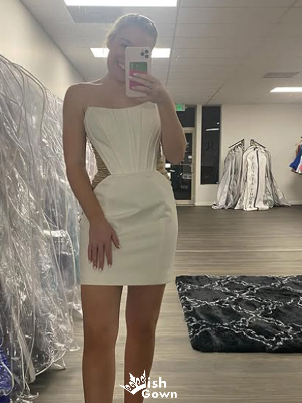 Elegant Straplesss Sheath Short Mini Homecoming Dress,EPT505