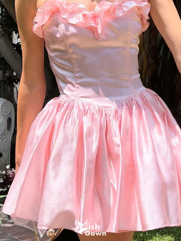 Elegant Strapless Sweetheart A-line Short Mini Homecoming Dress,EPT515