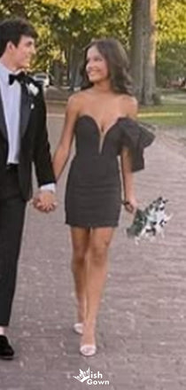 Formal One-shoulder V-neck Sheath Short Mini Homecoming Dress,EPT524