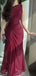 Sexy Burgundy One-Shoulder Mermaid Long Prom Dress Ideas, Evening Party Dresses,WGP1866