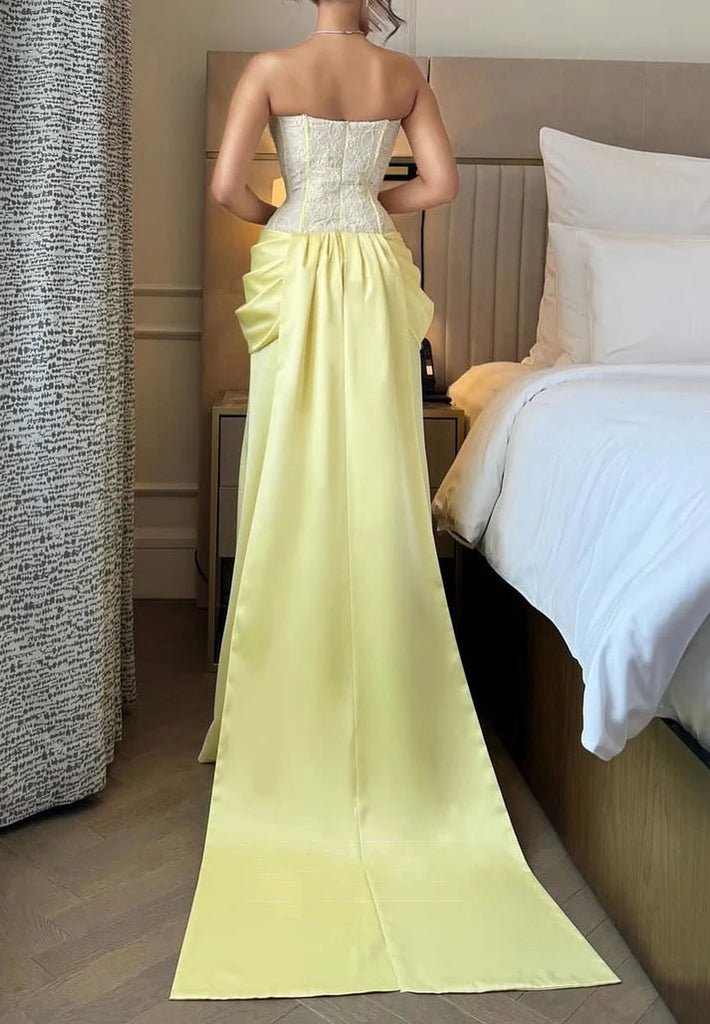 Elegant Yellow Sweetheart Mermaid Long Prom Dress Ideas, Evening Party Dresses,WGP1806