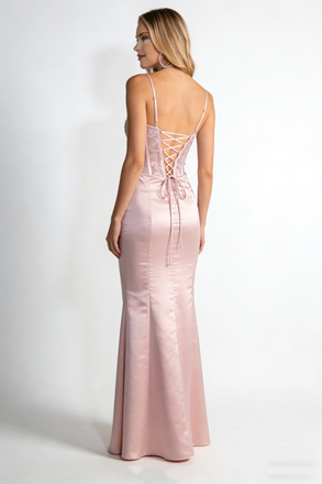 Sexy Satin Corset Prom Dress Sleeveless Cowl Neck Ruched Mermaid Evening Party Gown,WGP2057