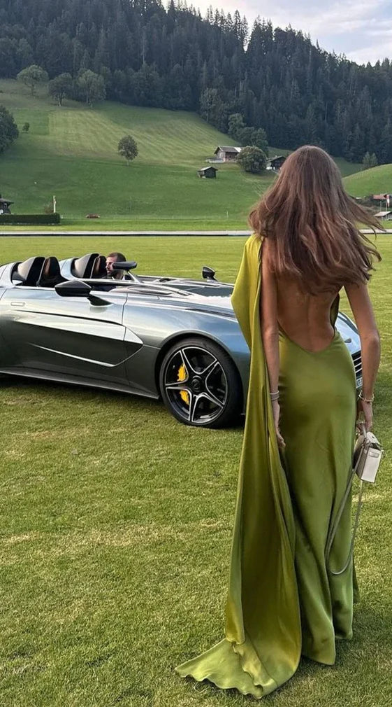 Elegant Green One-Shoulder Mermaid Long Prom Dress Ideas, Evening Party Dresses,WGP1613