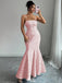 Elegant Applique Pink Spaghetti Strap Mermaid  Long Prom Dress Ideas, Evening Party Dresses,WGP1820