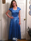 Formal Short Sleeves A-line Long Prom Dress Ideas, Evening Party Dresses,WGP1695