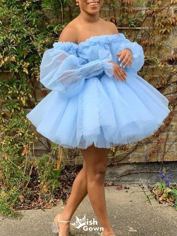 Elegant Off-shoulder A-line Short Mini Homecoming Dress,EPT529