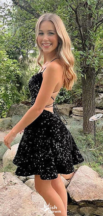 Sexy Scoop Spaghetti Strap A-line Short Mini Homecoming Dress,EPT333