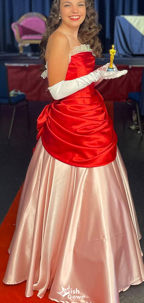 Unique Strapless A-line Long Prom Dress Ideas, Evening Party Dresses,WGP1708