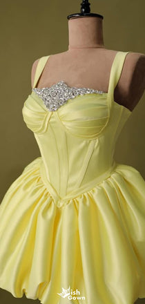 Casual Spaghetti Strap A-line Short Mini Homecoming Dress,EPT557