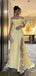 Elegant Yellow Off-Shoulder Mermaid Long Prom Dress Ideas, Evening Party Dresses,WGP1623