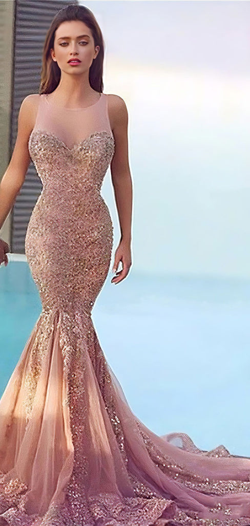 Sexy Pink Halter Mermaid Long Prom Dress Ideas, Evening Party Dresses,WGP1889