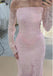 Sexy Pink Off-Shoulder Long Sleeve Mermaid Long Prom Dress Ideas, Evening Party Dresses,WGP1908