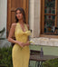 Elegant Yellow V-Neck Mermaid Long Prom Dress Ideas, Evening Party Dresses,WGP1932